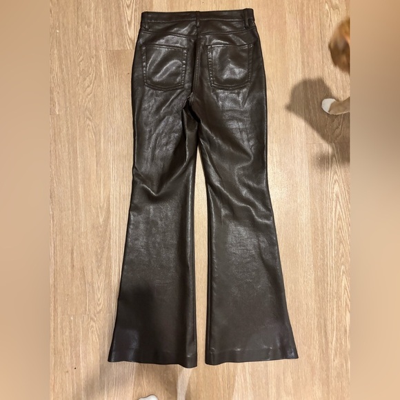 Wilfred Aritzia Brown Flare Wide Leg Leather Pants - Picture 4 of 4